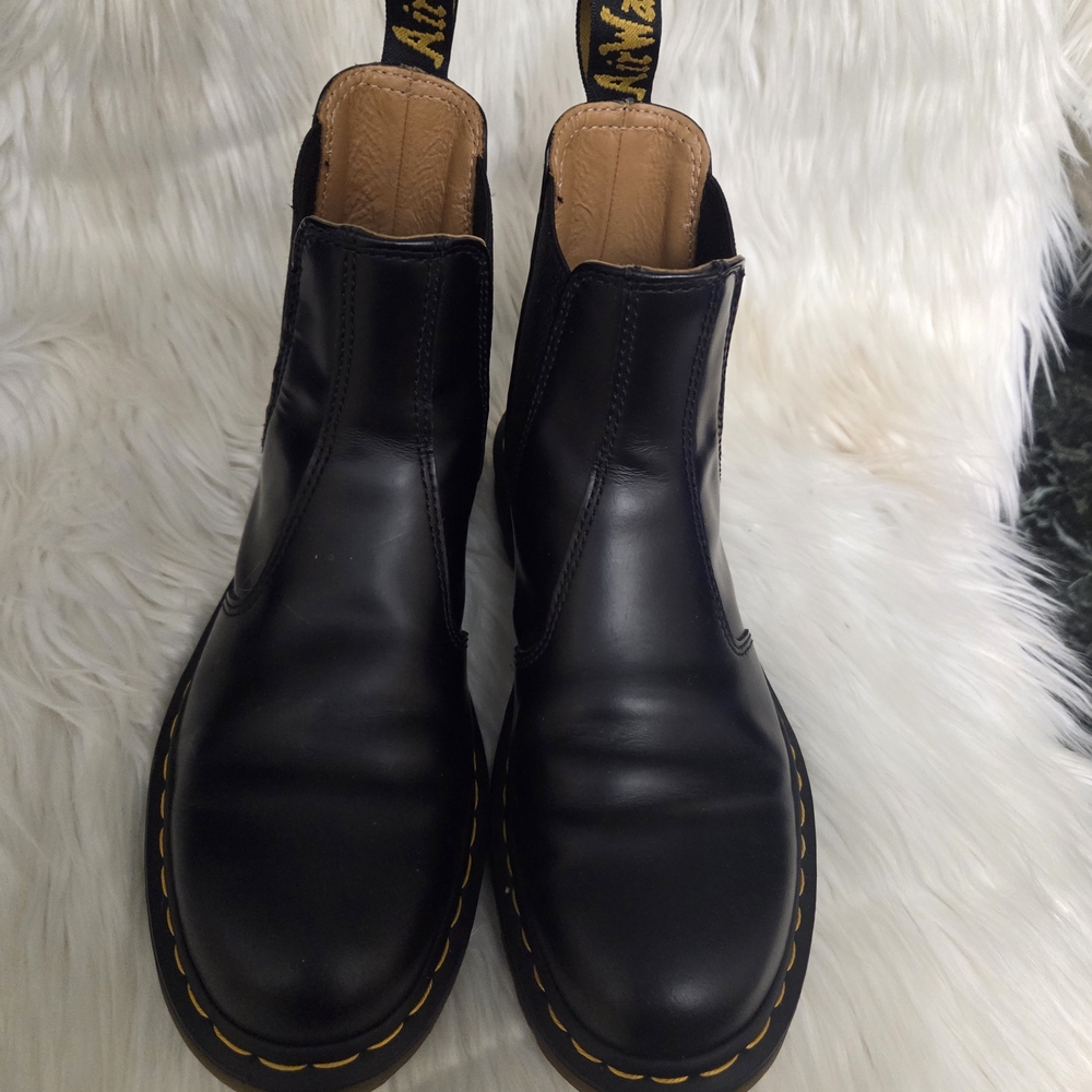 Dr. Martens Black Leather Slip-On Boots